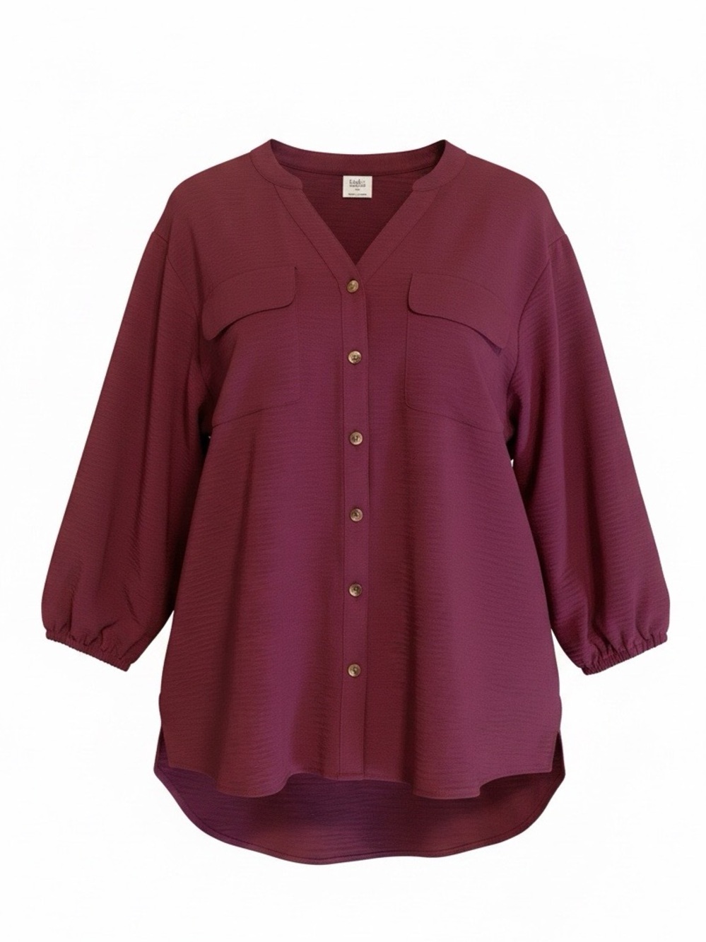 Croft & Barrow Button-Front V-Neck Tunic Blouse - Plum